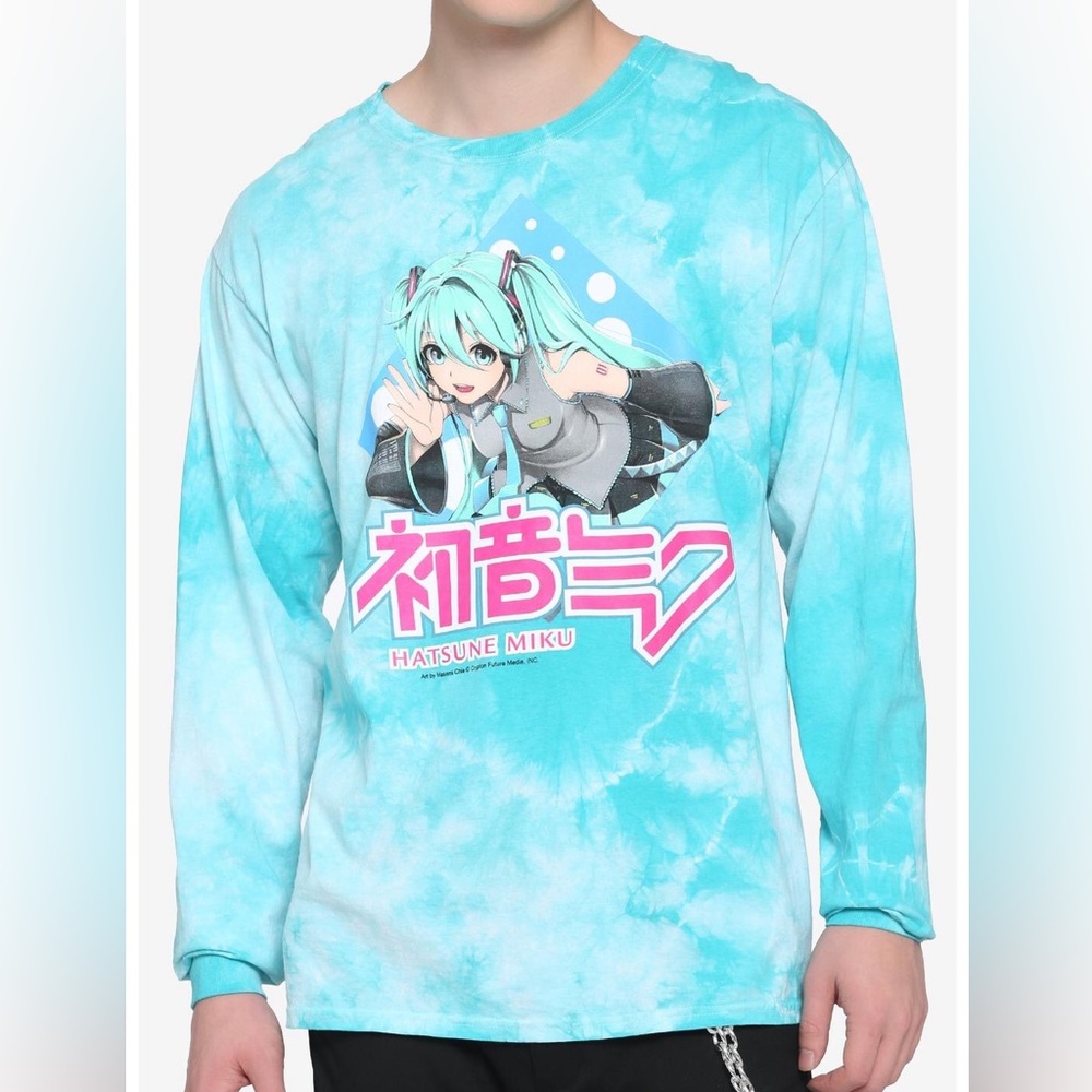 Hatsune Miku Teal Tie-Dye Long-Sleeve T-Shirt